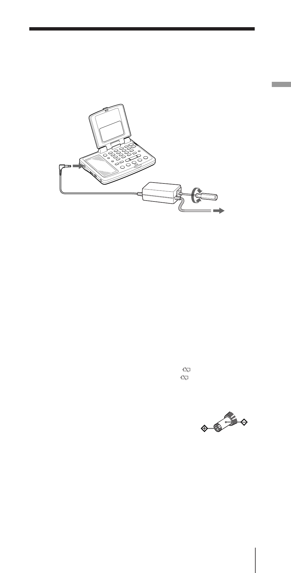 Operating on house current, Operating on car battery, Setting the clock | Sony CF-SW07 User Manual | Page 63 / 156