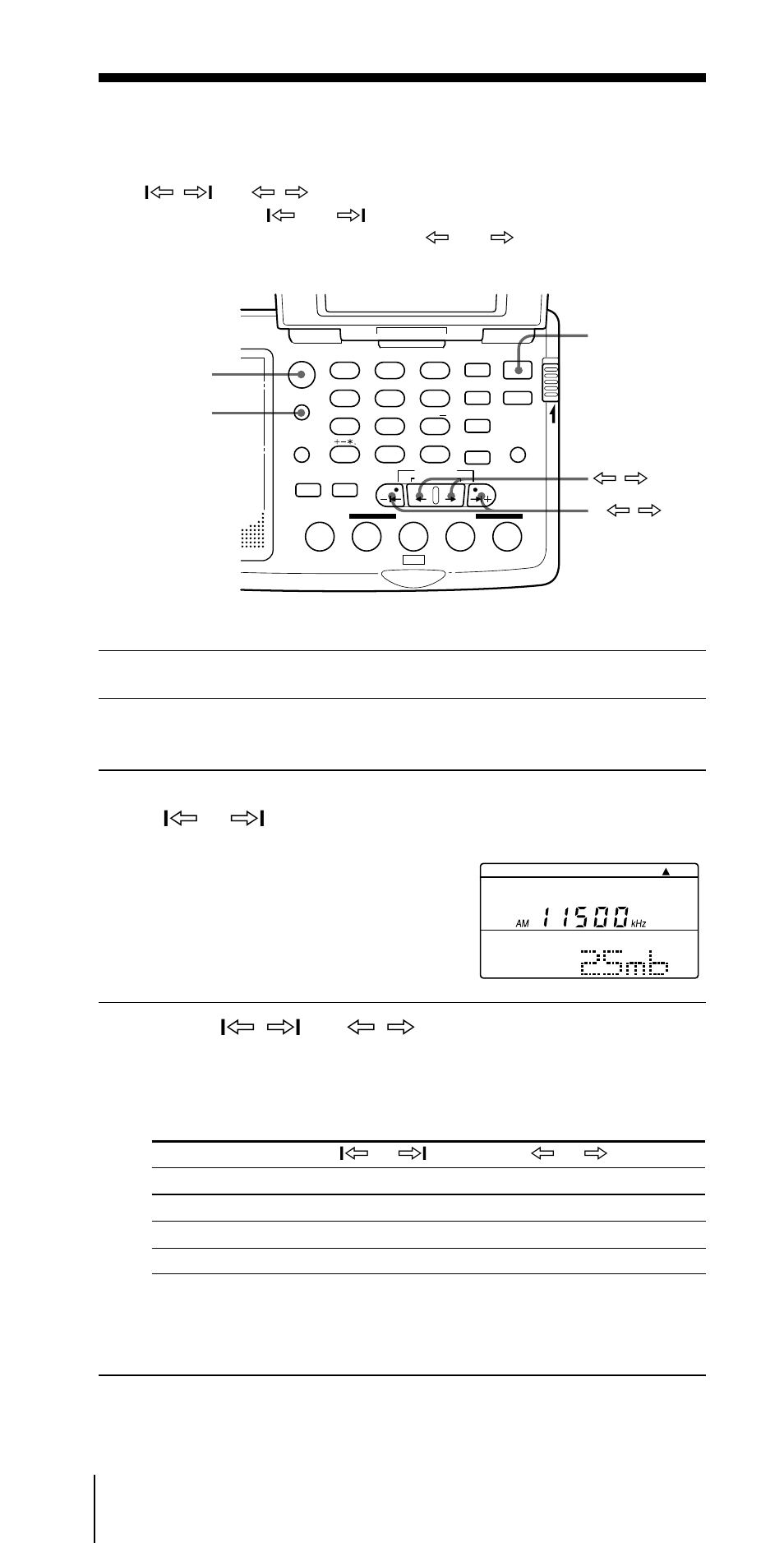 Manual tuning, Scan tuning, Various ways of reception (continued) | Press power on/off to turn on the radio, Press fm/am to select either band, Listening to the radio, Power on/off fm/am am band ¿ / ч –| ¿ / ч | Sony CF-SW07 User Manual | Page 70 / 156