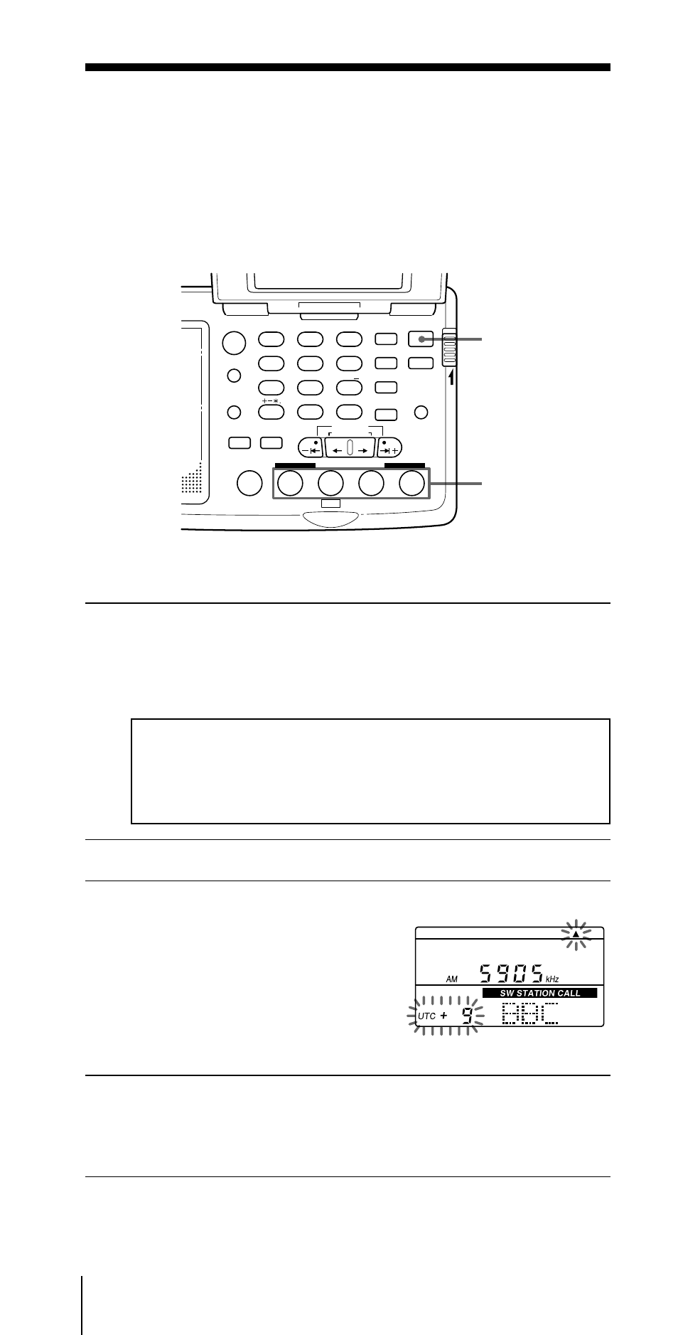 Sw station call tuning, My-memory tuning, Various ways of reception (continued) | Set the time zone to your area, Press power on/off to turn on the radio, Press the station button of your choice, Press the same station button again, Listening to the radio | Sony CF-SW07 User Manual | Page 76 / 156