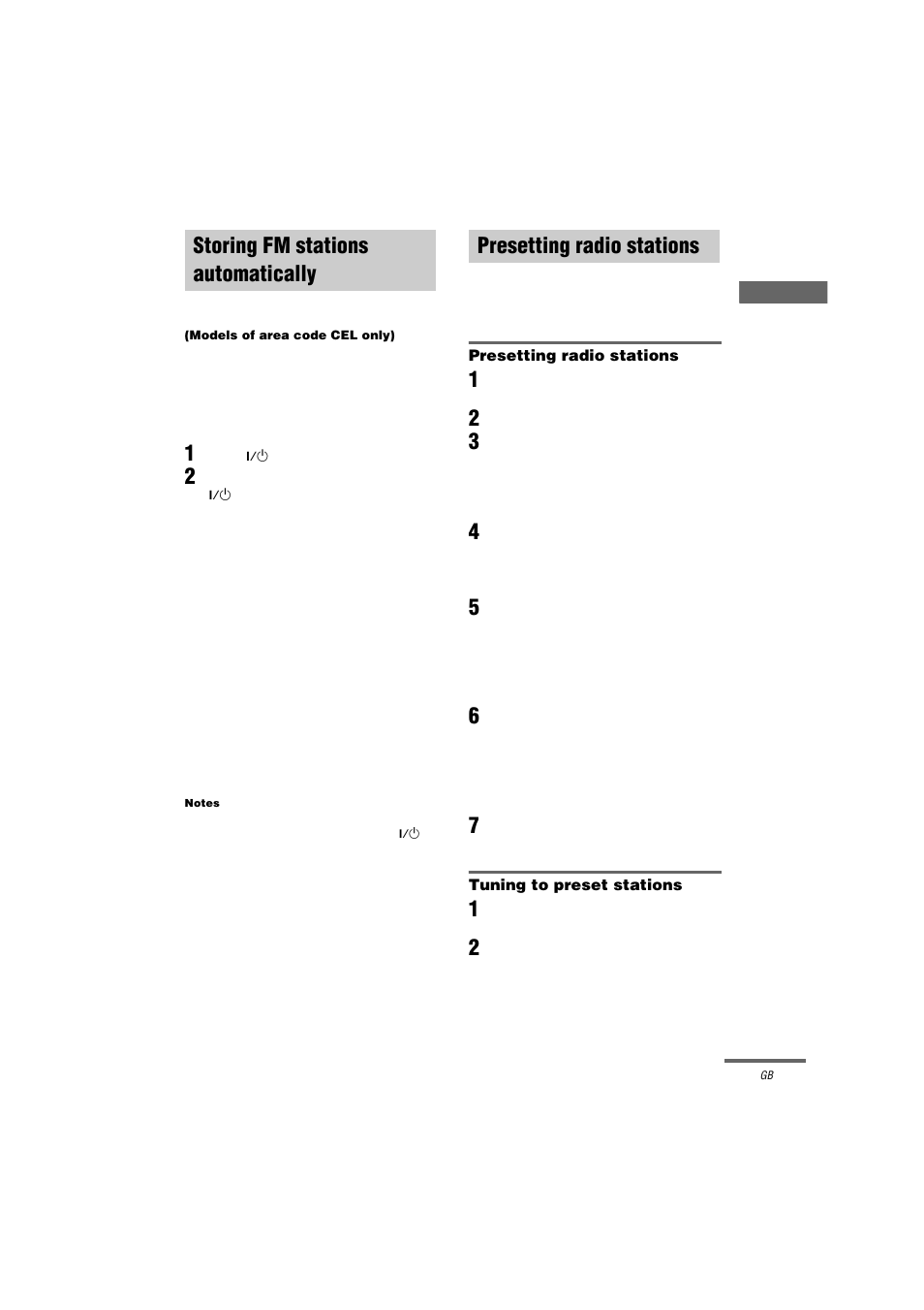 Storing fm stations automatically, Autobetical, Models of area code cel only) | Presetting radio stations, Autobetical (models of area code cel only) | Sony STR-DA3000ES User Manual | Page 27 / 68