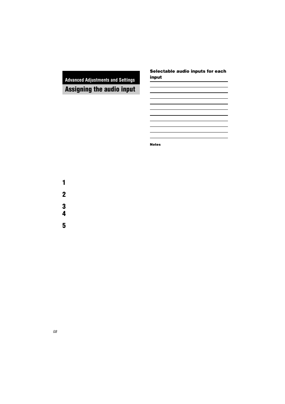 Advanced adjustments and settings, Assigning the audio input, Digital assign | Sony STR-DA3000ES User Manual | Page 38 / 68