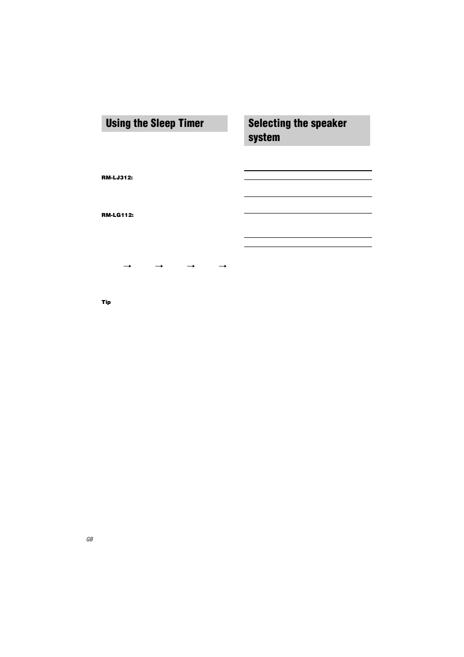 Using the sleep timer, Selecting the speaker system, Using the sleep timer selecting the speaker system | Sony STR-DA3000ES User Manual | Page 50 / 68