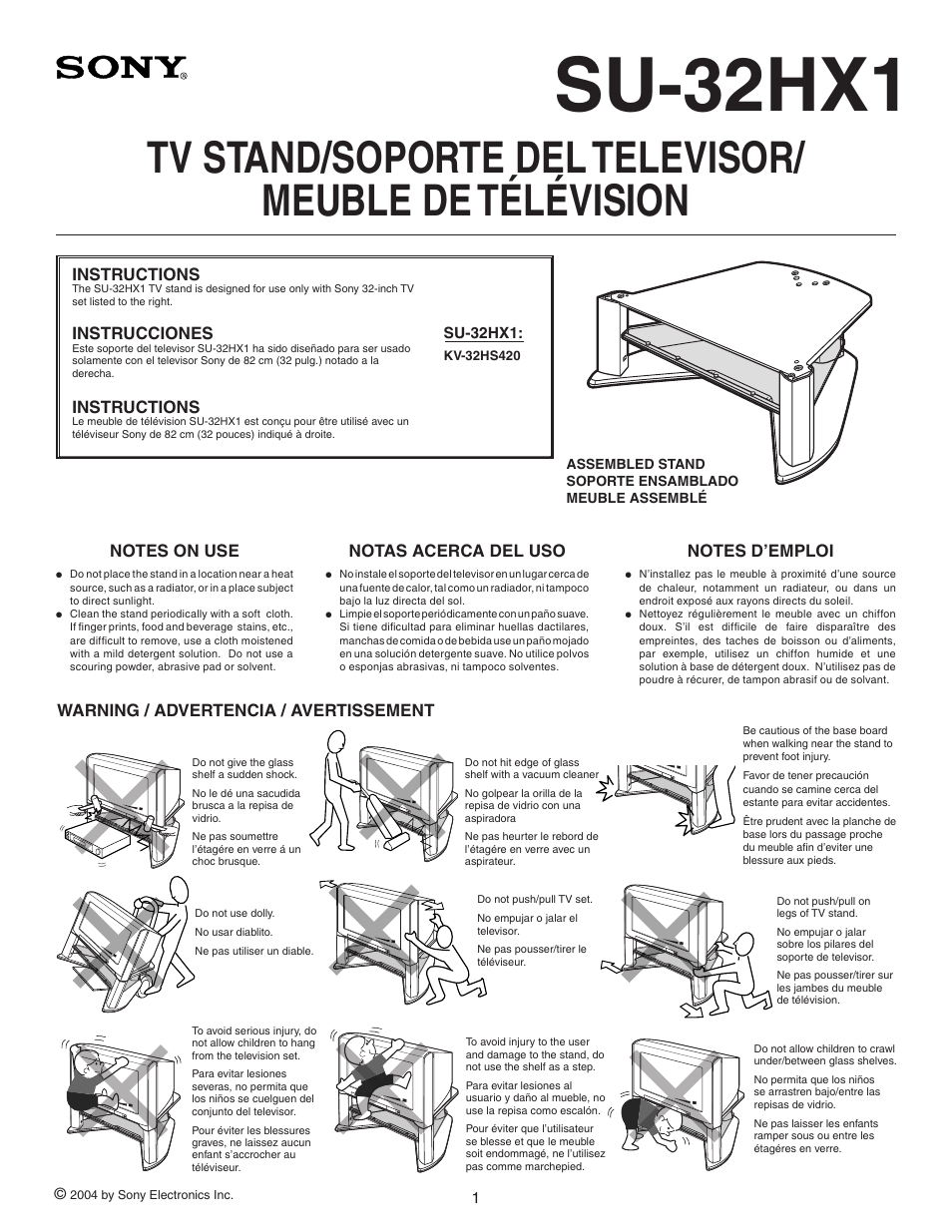 Sony SU-32HX1 User Manual | 16 pages