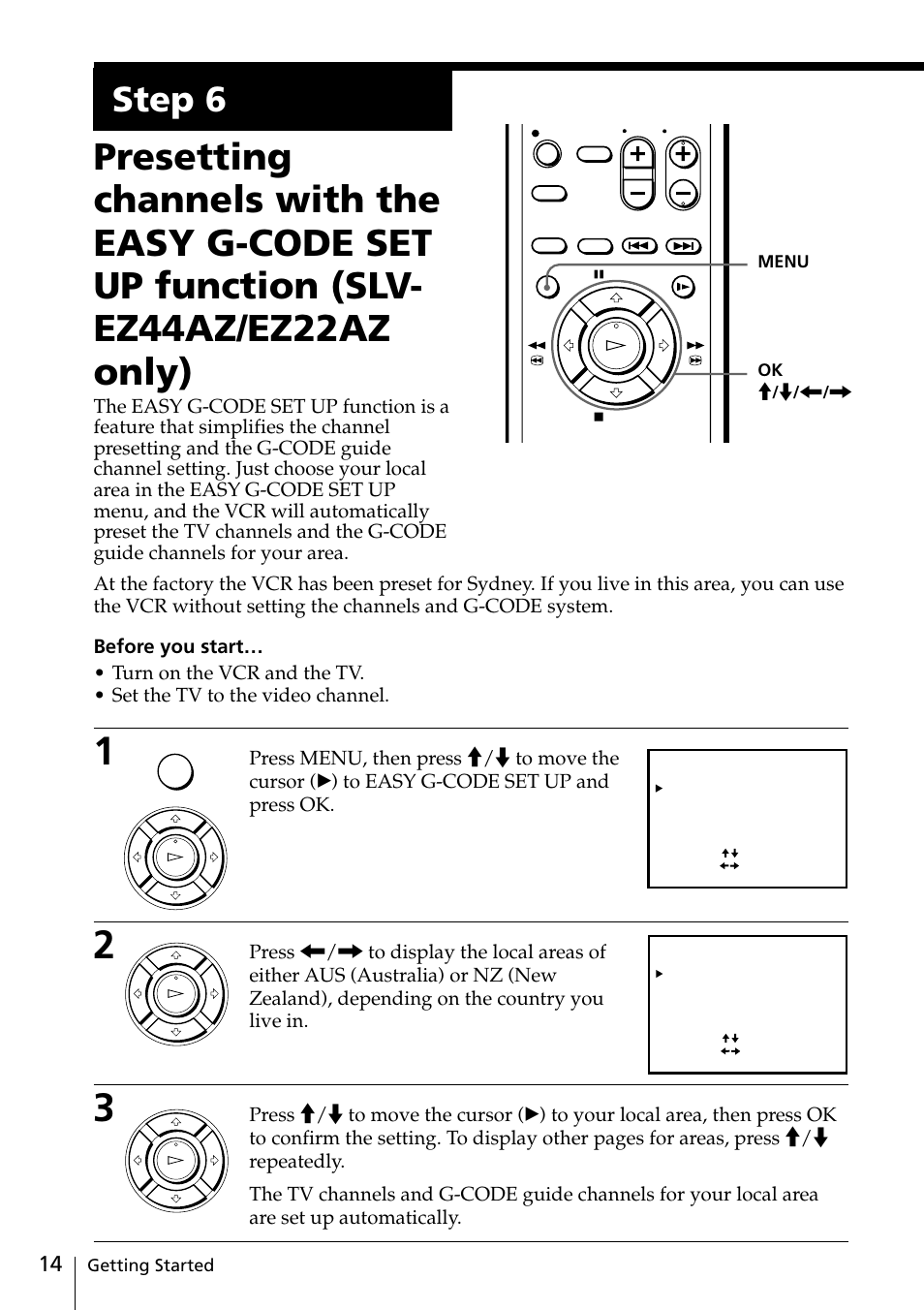 Slv-ez44az/ez22az only), Step 6 | Sony SLV-EZ11AZ User Manual | Page 14 / 68