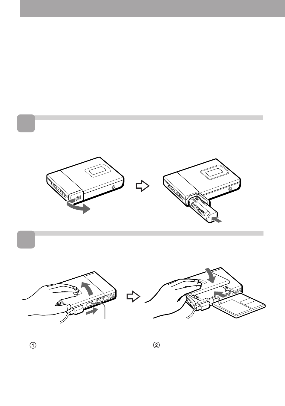 Playing an md right away, Insert the rechargeable battery. insert an md | Sony MZ-R5ST User Manual | Page 10 / 59