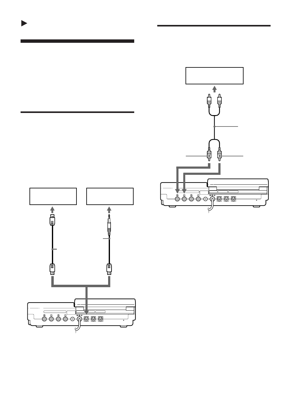 Hookup for digital recording, Hookup for analog recording, Rectangular- optical plug optical mini plug | Use the connecting cords without an attenuator | Sony MZ-R5ST User Manual | Page 34 / 59