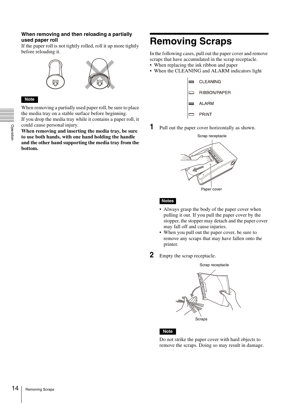 Removing scraps | Sony UP-DR80 User Manual | Page 14 / 24