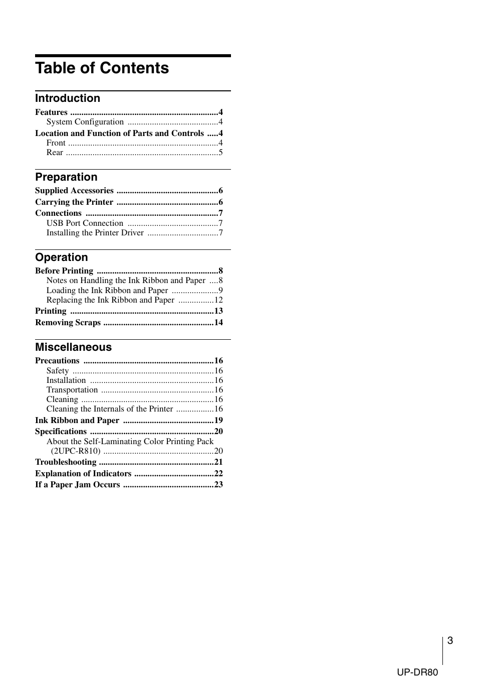 Sony UP-DR80 User Manual | Page 3 / 24