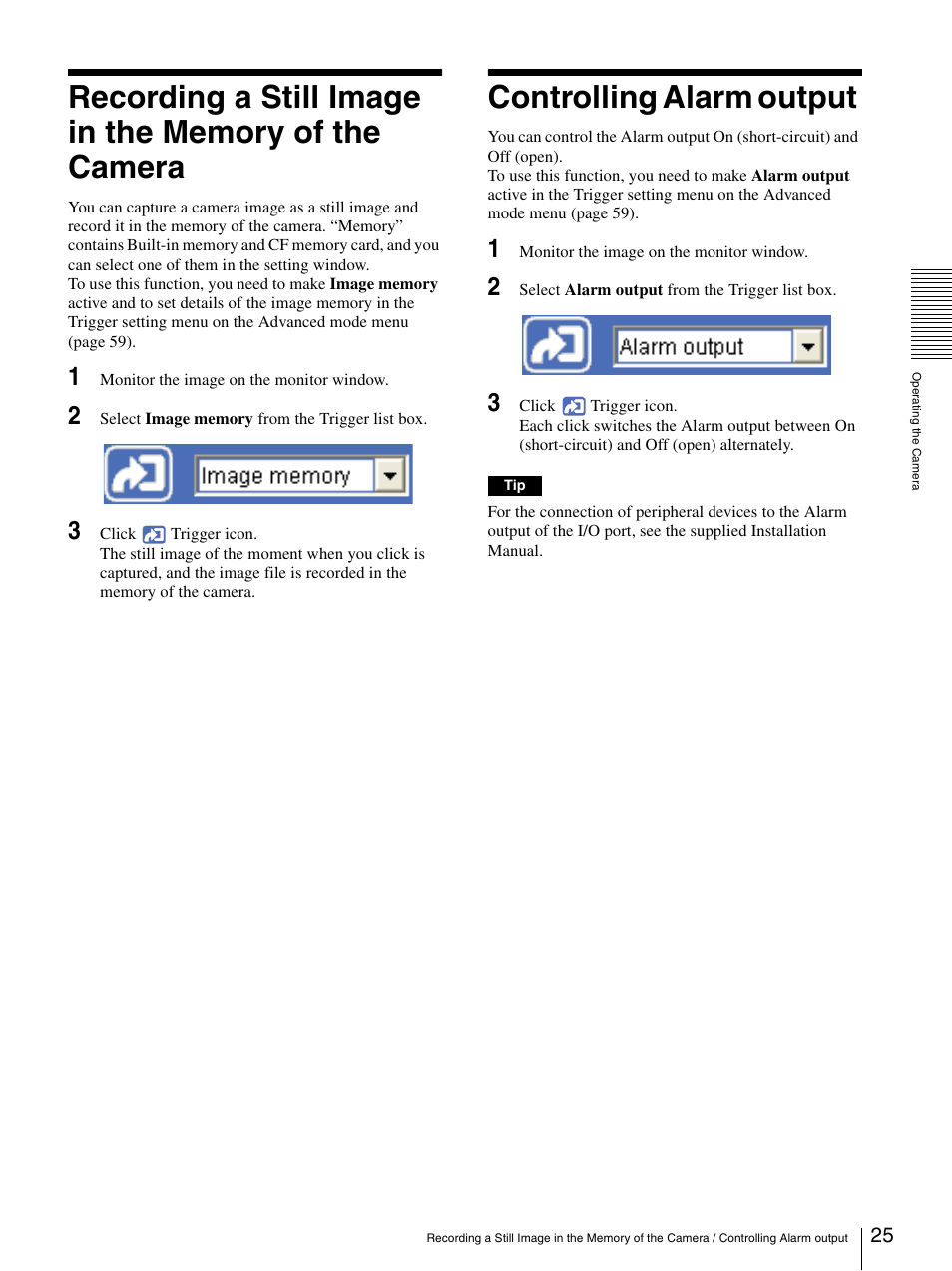 Controlling alarm output | Sony SNC-P5 User Manual | Page 25 / 79