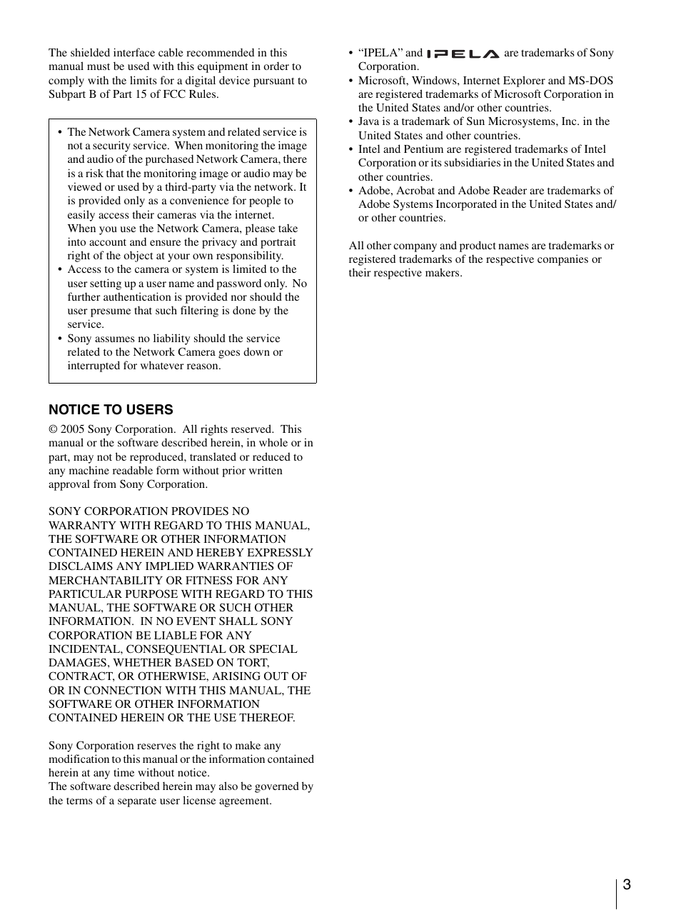 Sony SNC-P5 User Manual | Page 3 / 79