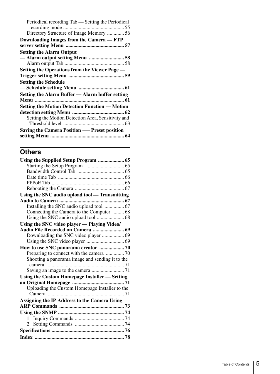 Others | Sony SNC-P5 User Manual | Page 5 / 79