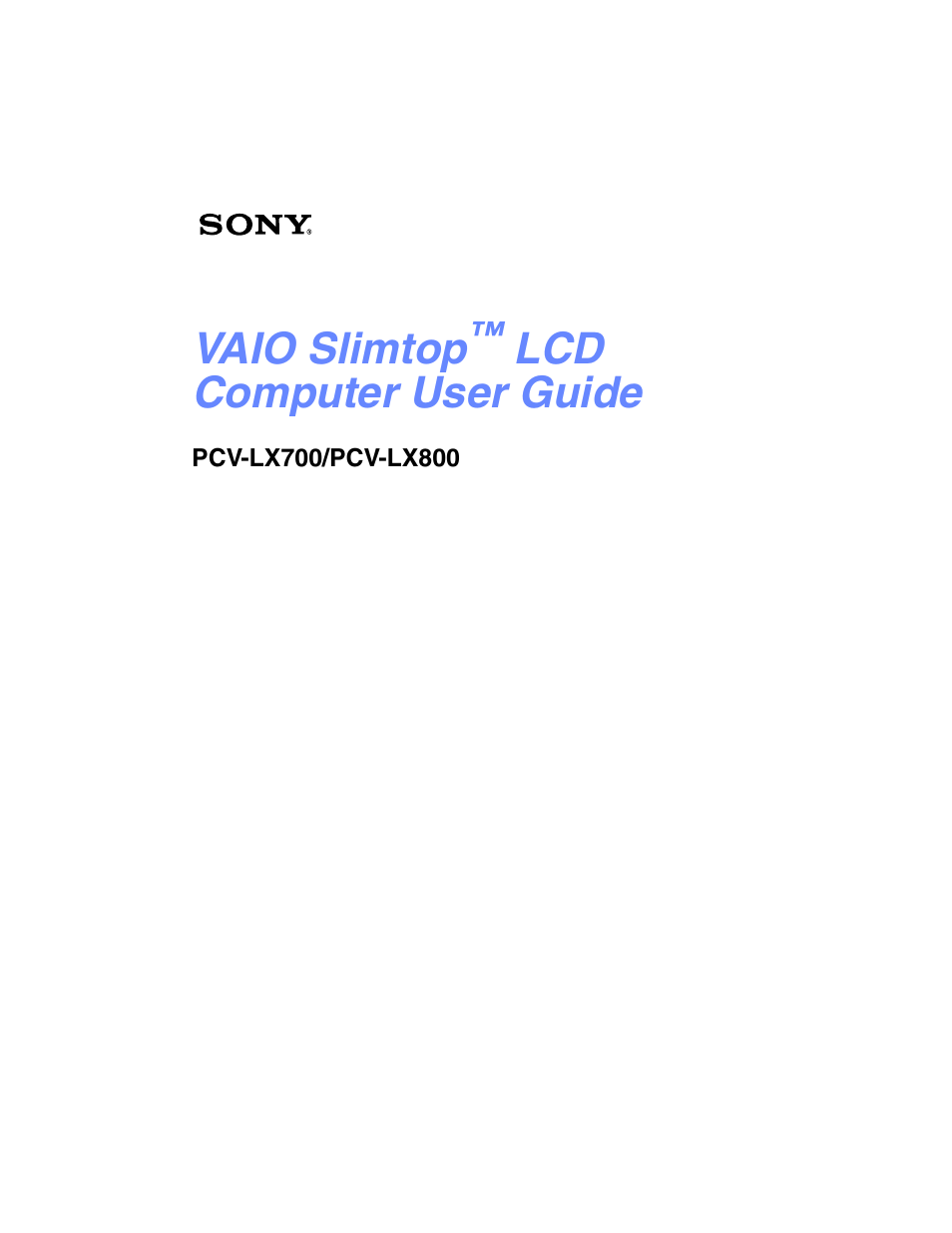 Sony PCV-LX700 User Manual | 76 pages