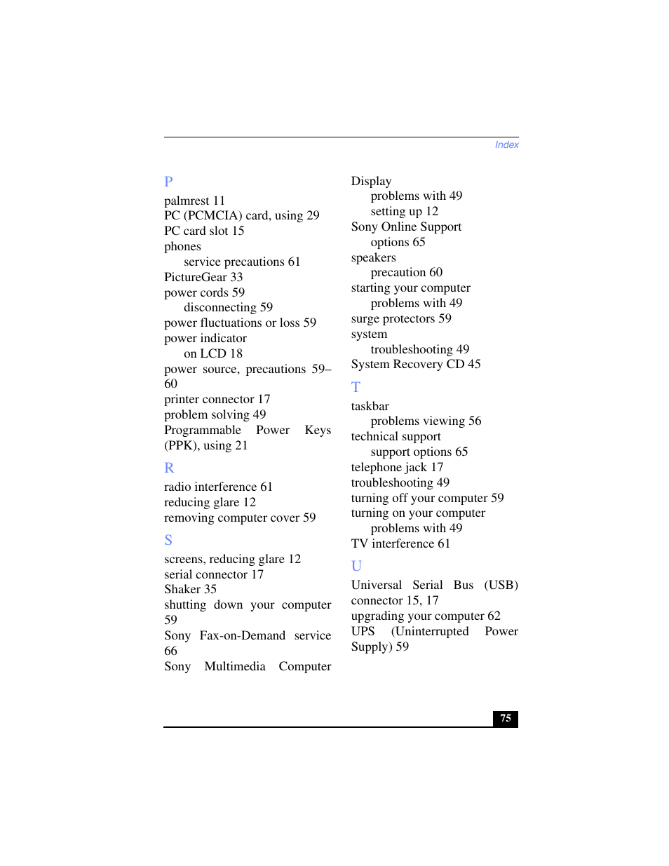 Sony PCV-LX700 User Manual | Page 75 / 76