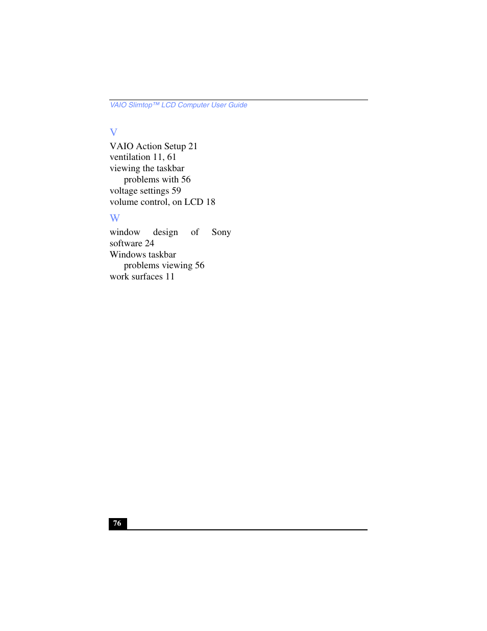Sony PCV-LX700 User Manual | Page 76 / 76