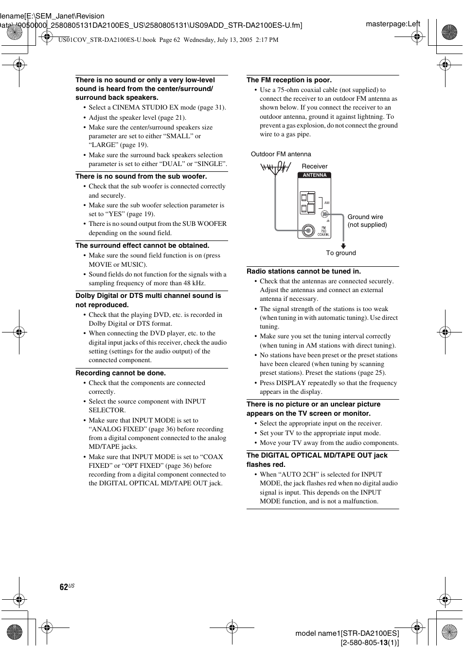 Sony STR-DA2100ES User Manual | Page 62 / 68