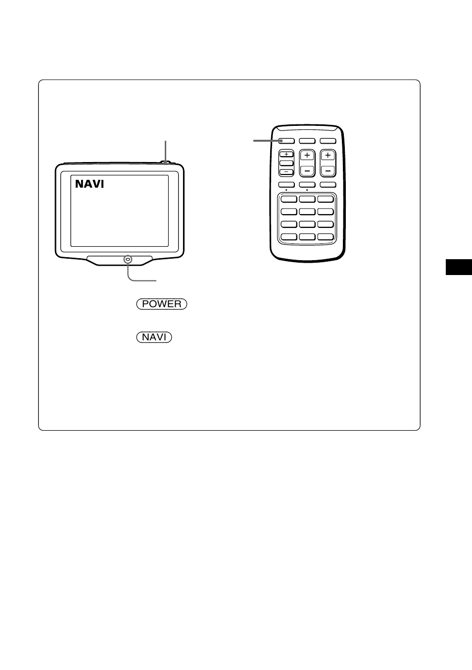 Using the navigation system, Press (power), Press (navi) momentarily | The power indicator lights up, Power indicator | Sony XTL-6100MK2 User Manual | Page 13 / 60