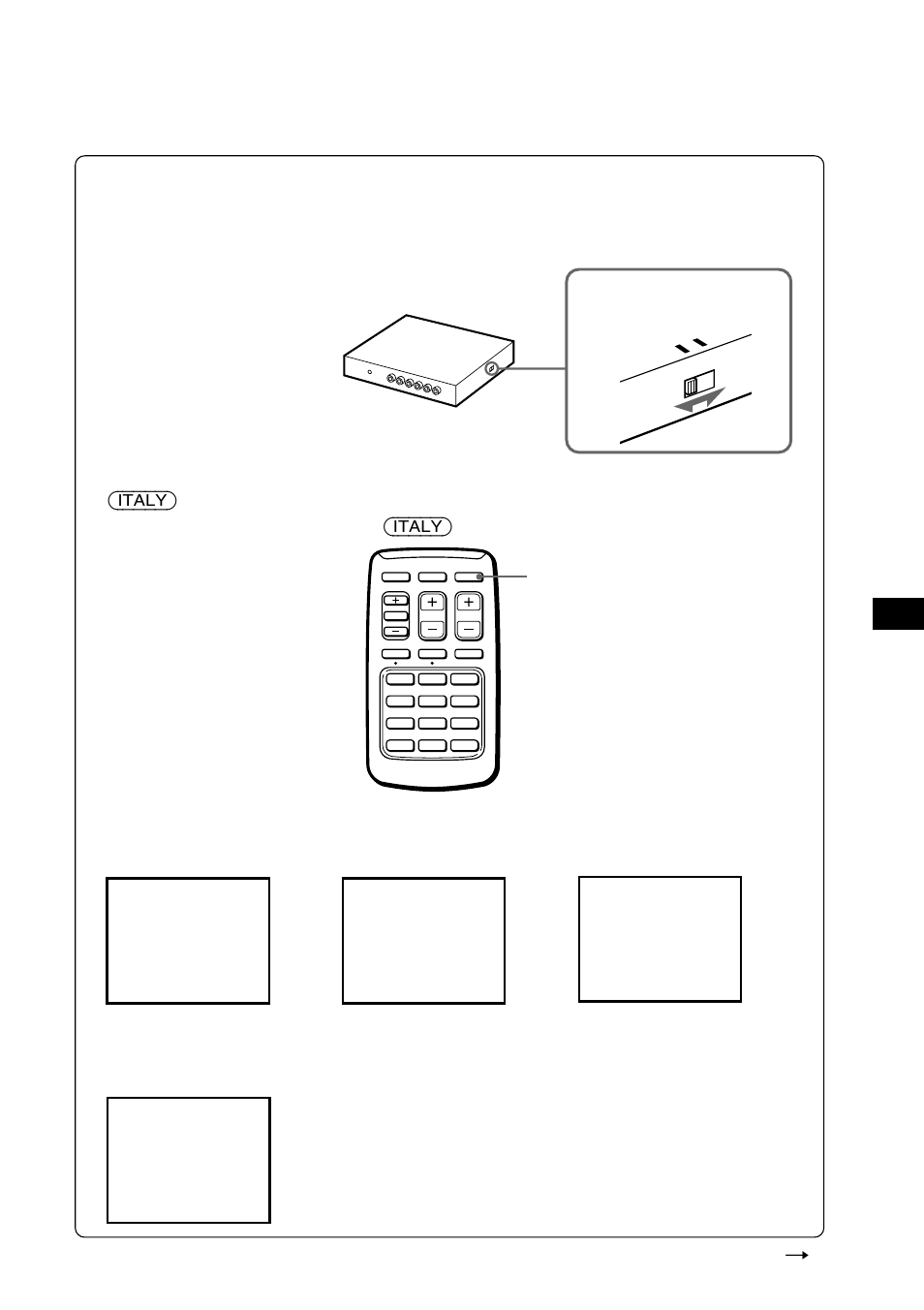 Operazioni preliminari, Selezione del sistema tv, Tv system | Selettore del sistema tv continua n | Sony XTL-6100MK2 User Manual | Page 43 / 60