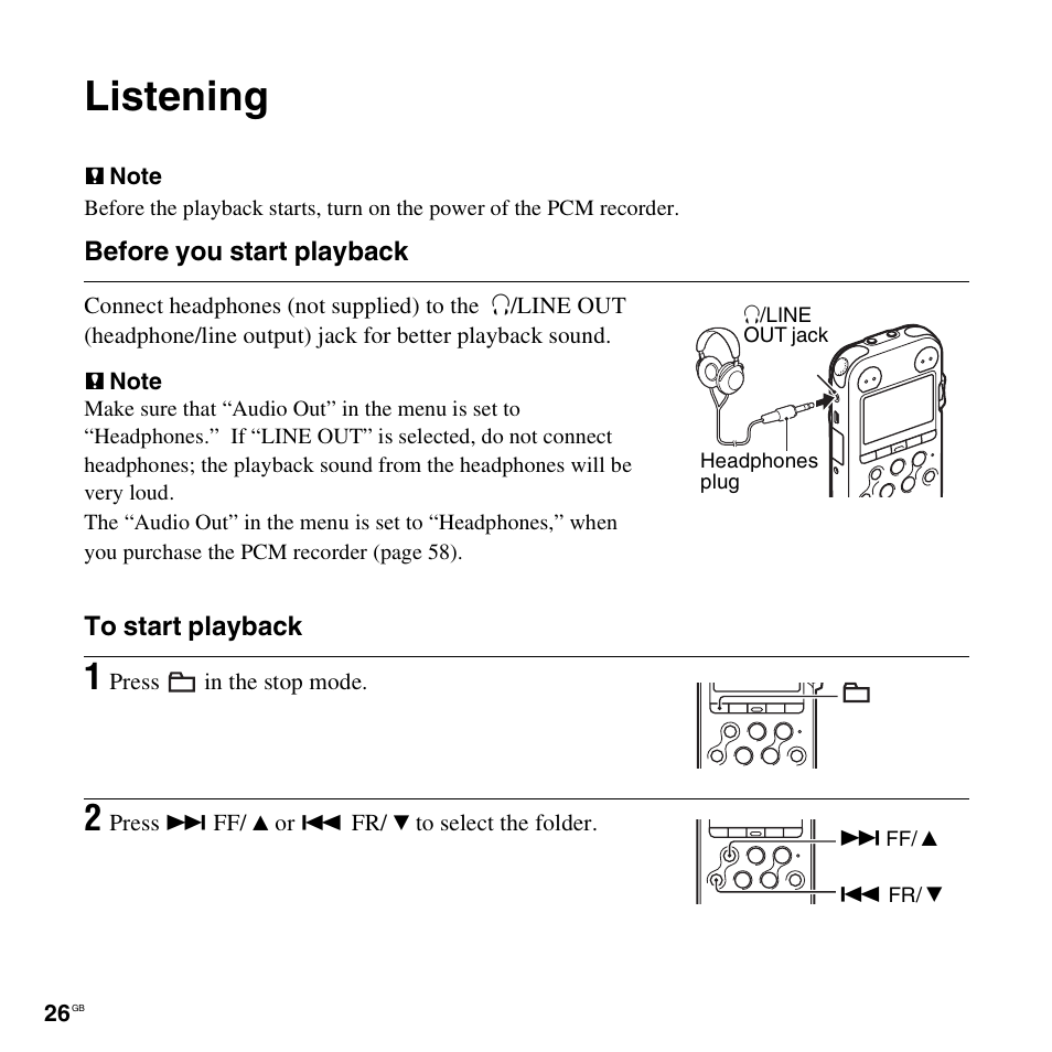 Listening | Sony 4-156-541-83(1) User Manual | Page 26 / 120