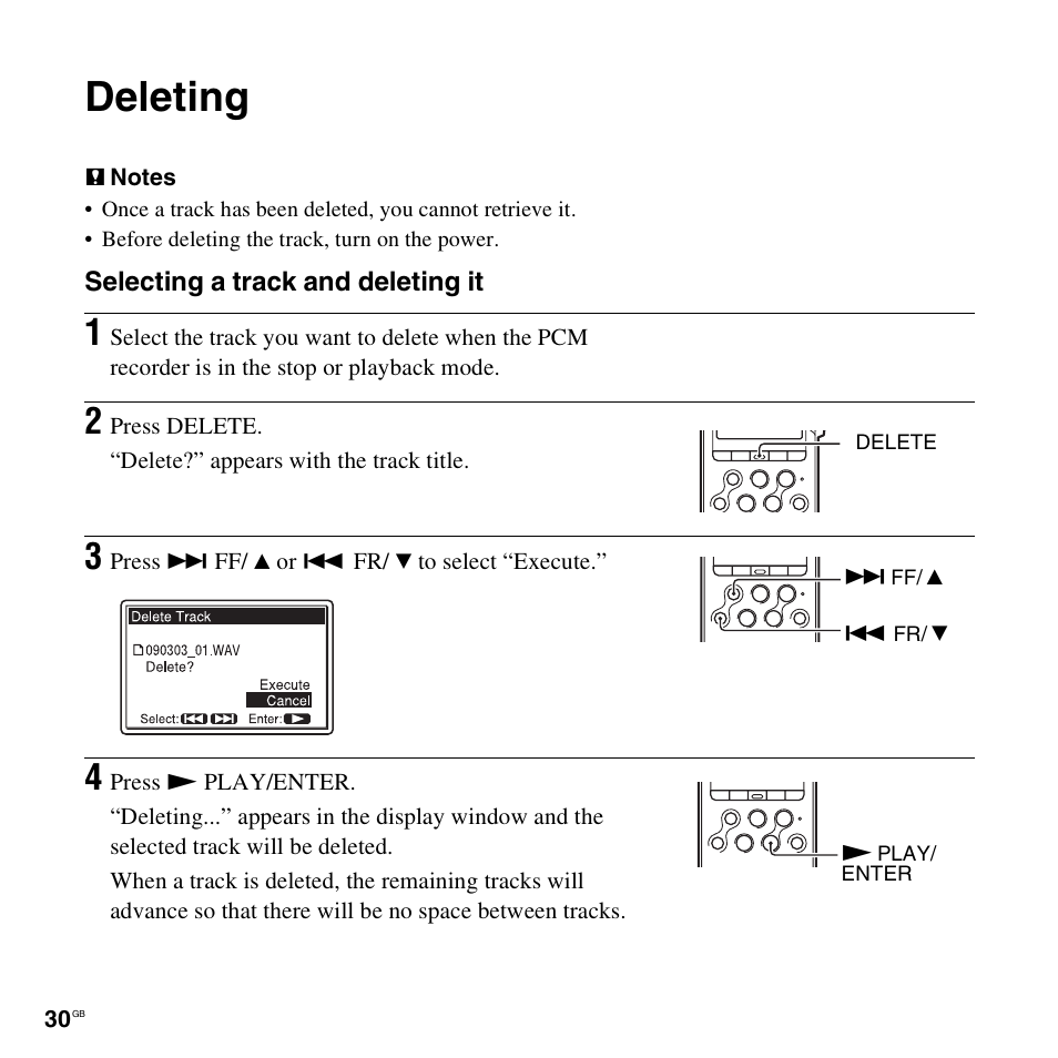 Deleting | Sony 4-156-541-83(1) User Manual | Page 30 / 120