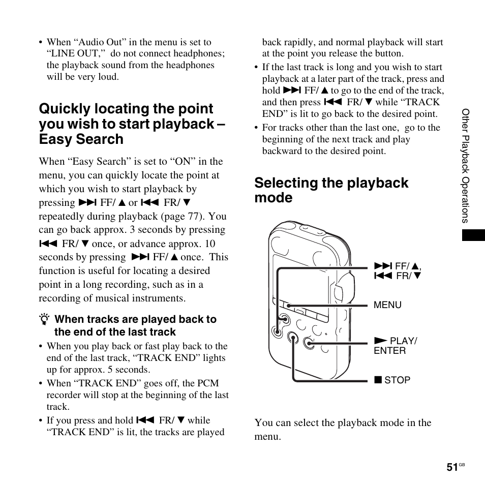 Selecting the playback mode | Sony 4-156-541-83(1) User Manual | Page 51 / 120