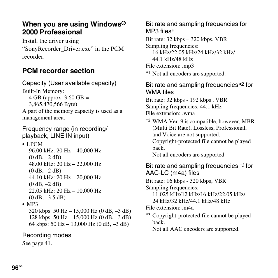 When you are using windows, 2000 professional | Sony 4-156-541-83(1) User Manual | Page 96 / 120