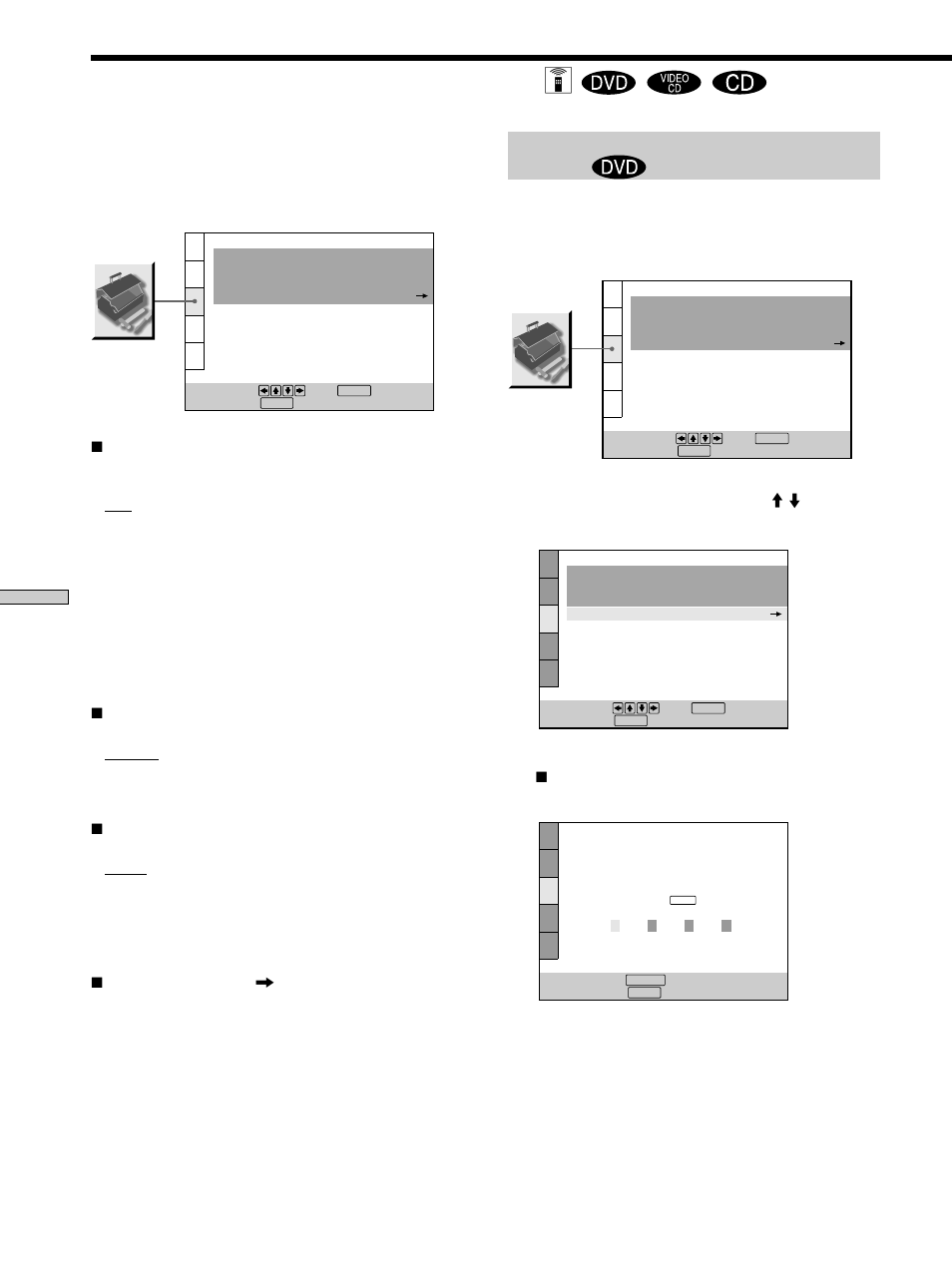 Custom settings (custom setup), Custom settings (custom setup) z | Sony DVP S530D User Manual | Page 46 / 68