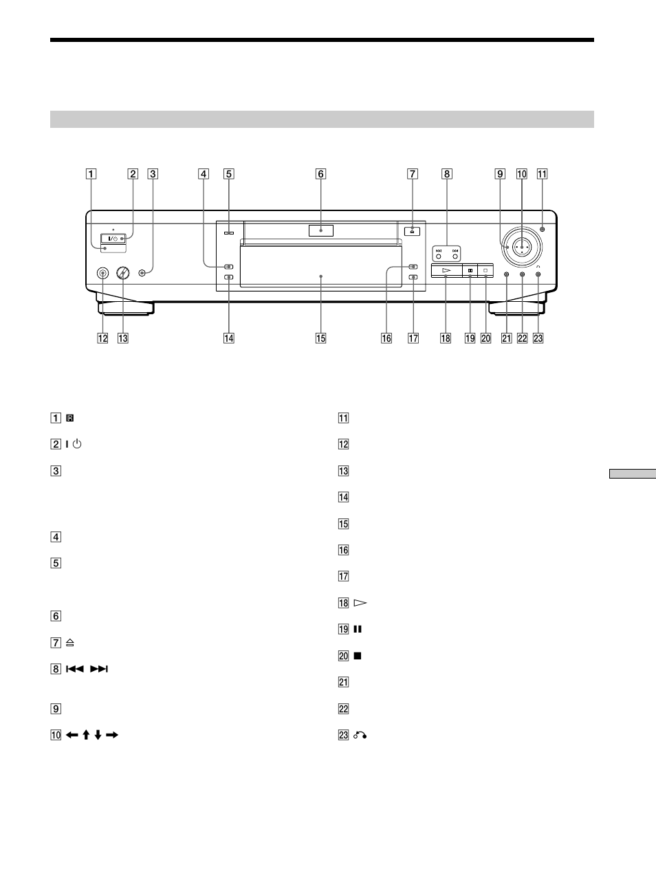 Index to parts and controls | Sony DVP S530D User Manual | Page 63 / 68