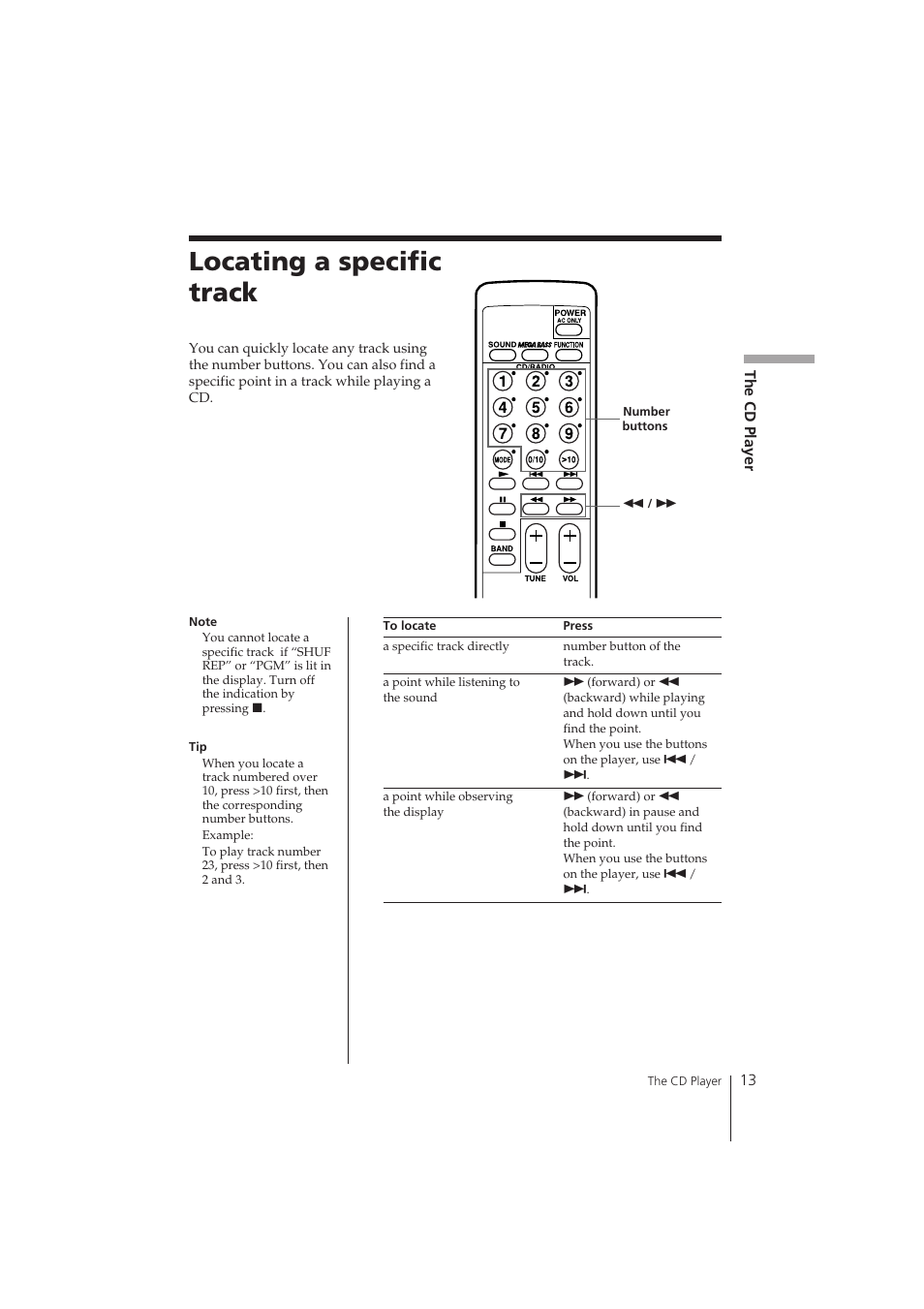 Locating a specific track | Sony CFD-370 User Manual | Page 13 / 32