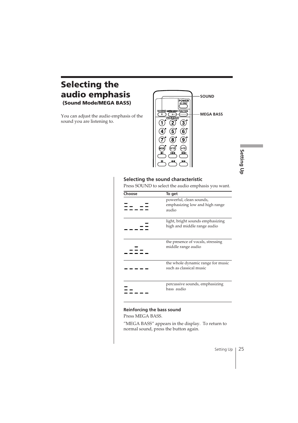 Selecting the audio emphasis | Sony CFD-370 User Manual | Page 25 / 32