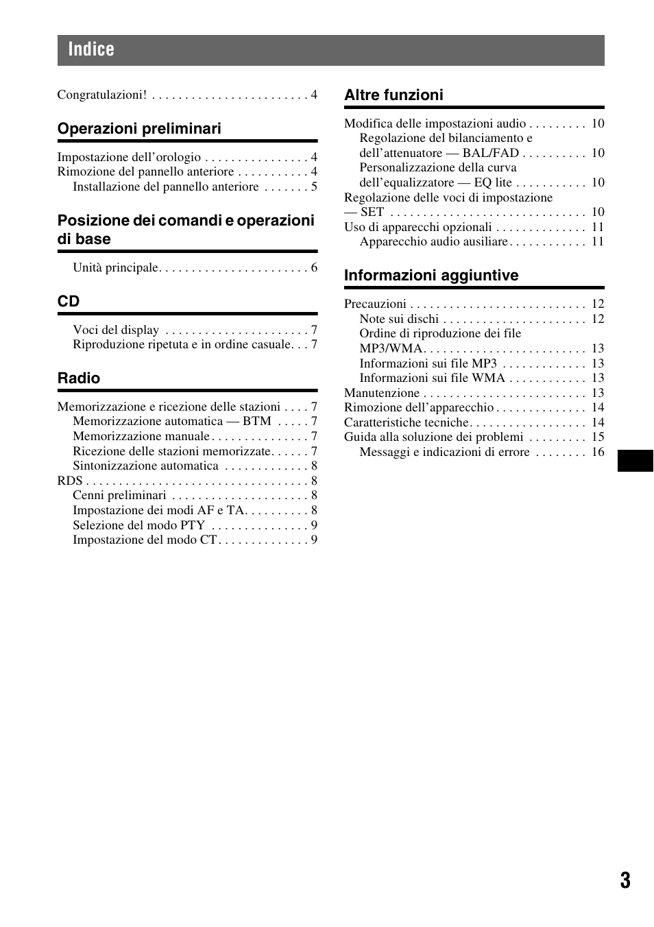 Indice | Sony CDX-GT23 User Manual | Page 51 / 84