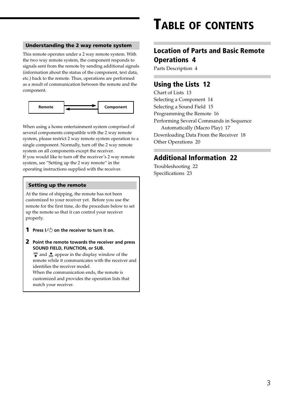 Sony RM-LJ302 User Manual | Page 3 / 23