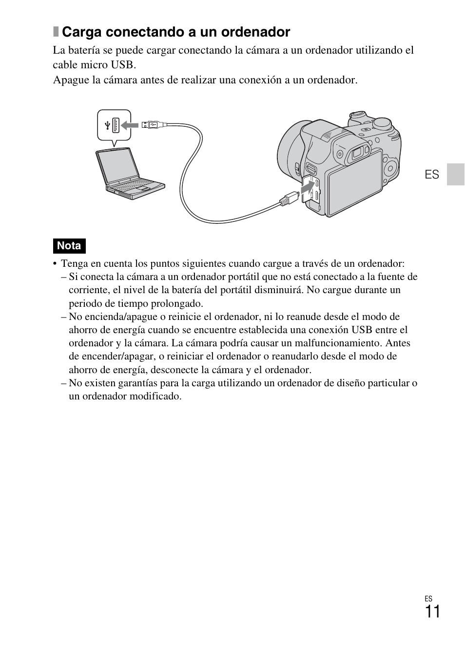 Xcarga conectando a un ordenador | Sony CYBER SHOT DSC-HX200 User Manual | Page 47 / 68