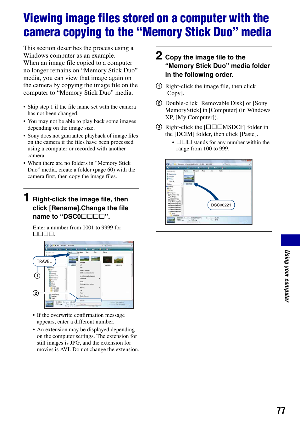 Sony DSC-S950 User Manual | Page 77 / 107