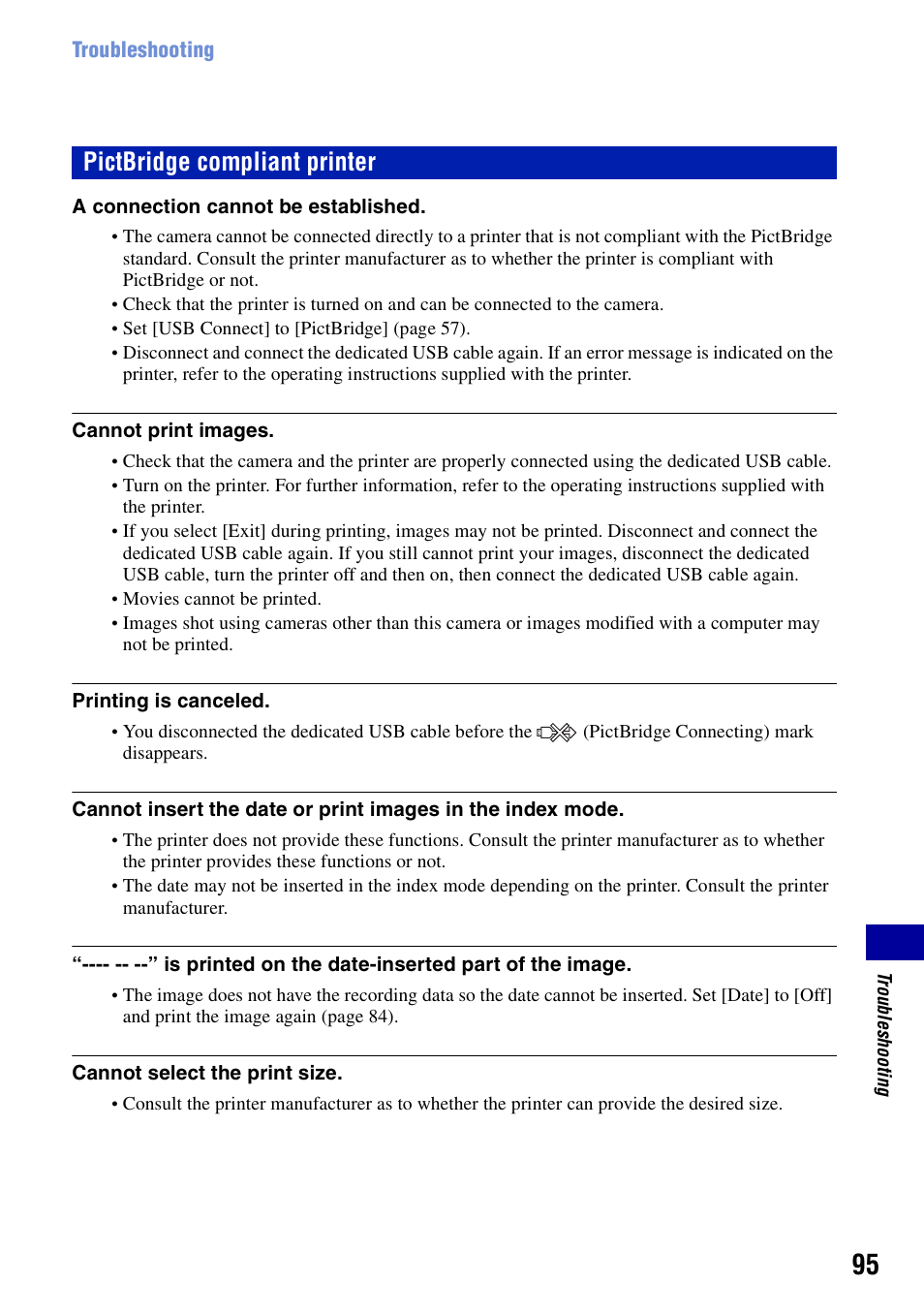 Pictbridge compliant printer | Sony DSC-S950 User Manual | Page 95 / 107