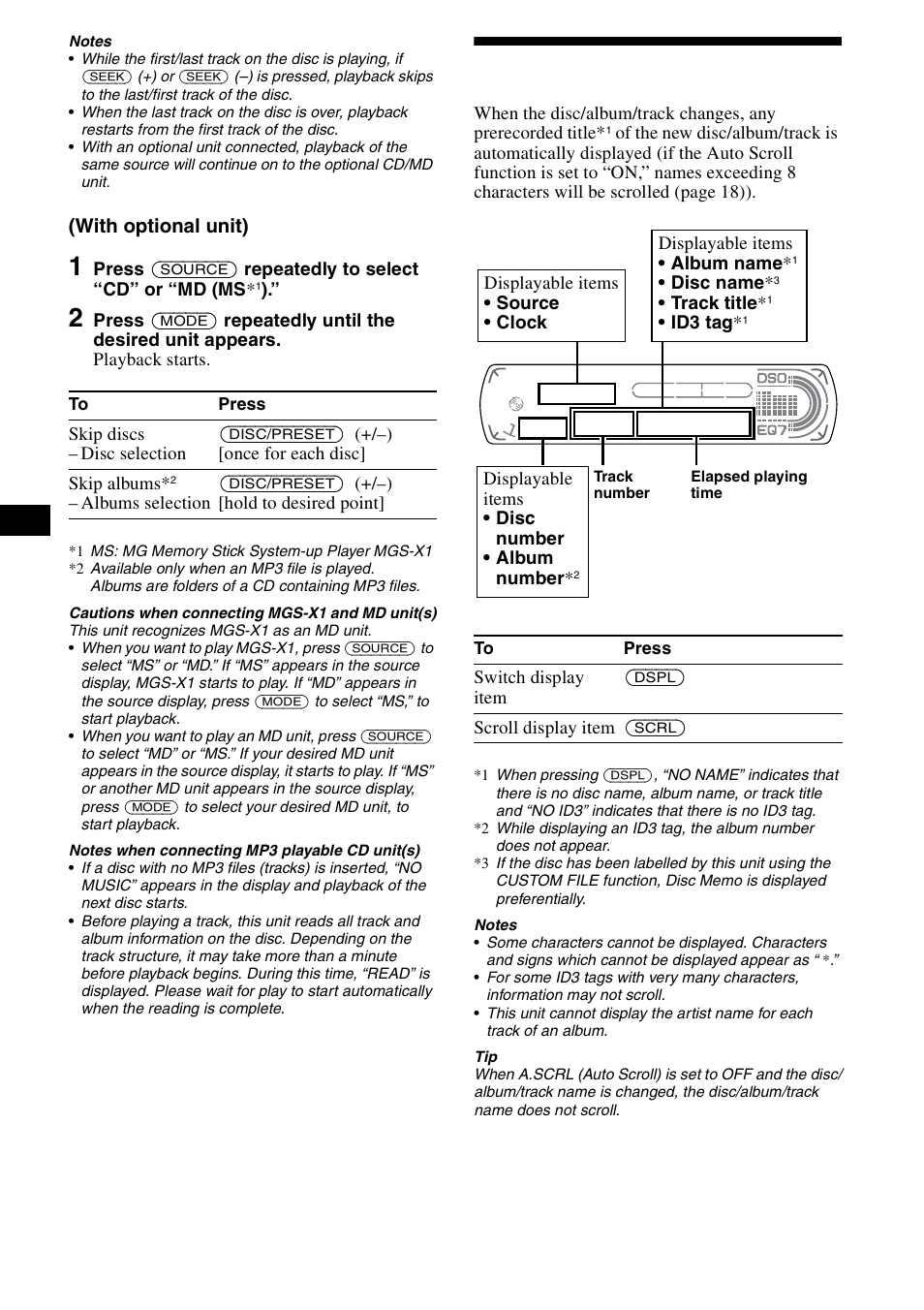 Display items | Sony CDX-CA890X User Manual | Page 10 / 84