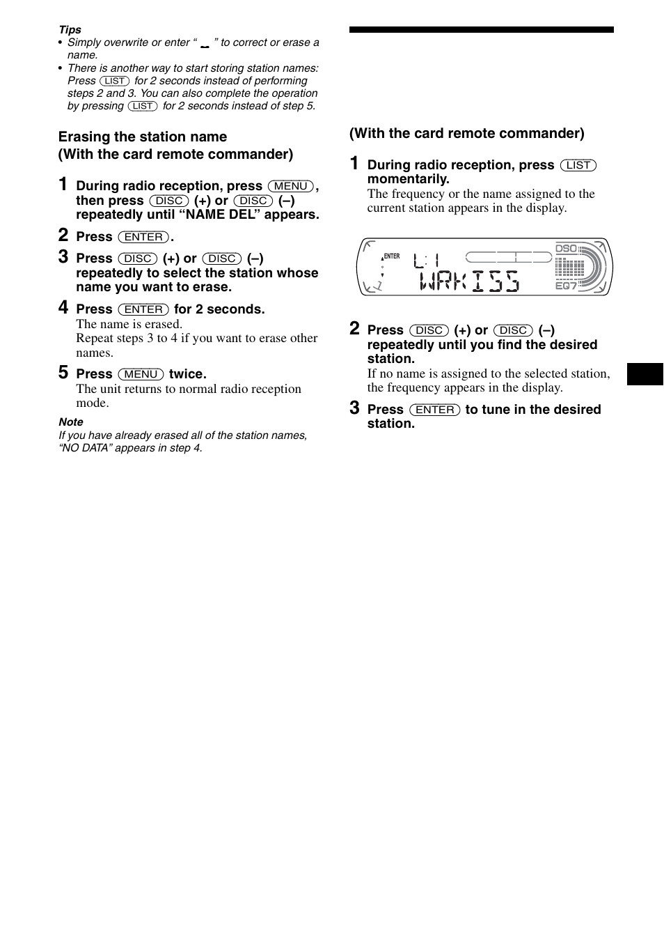 Tuning in a station through a list, List-up | Sony CDX-CA890X User Manual | Page 15 / 84