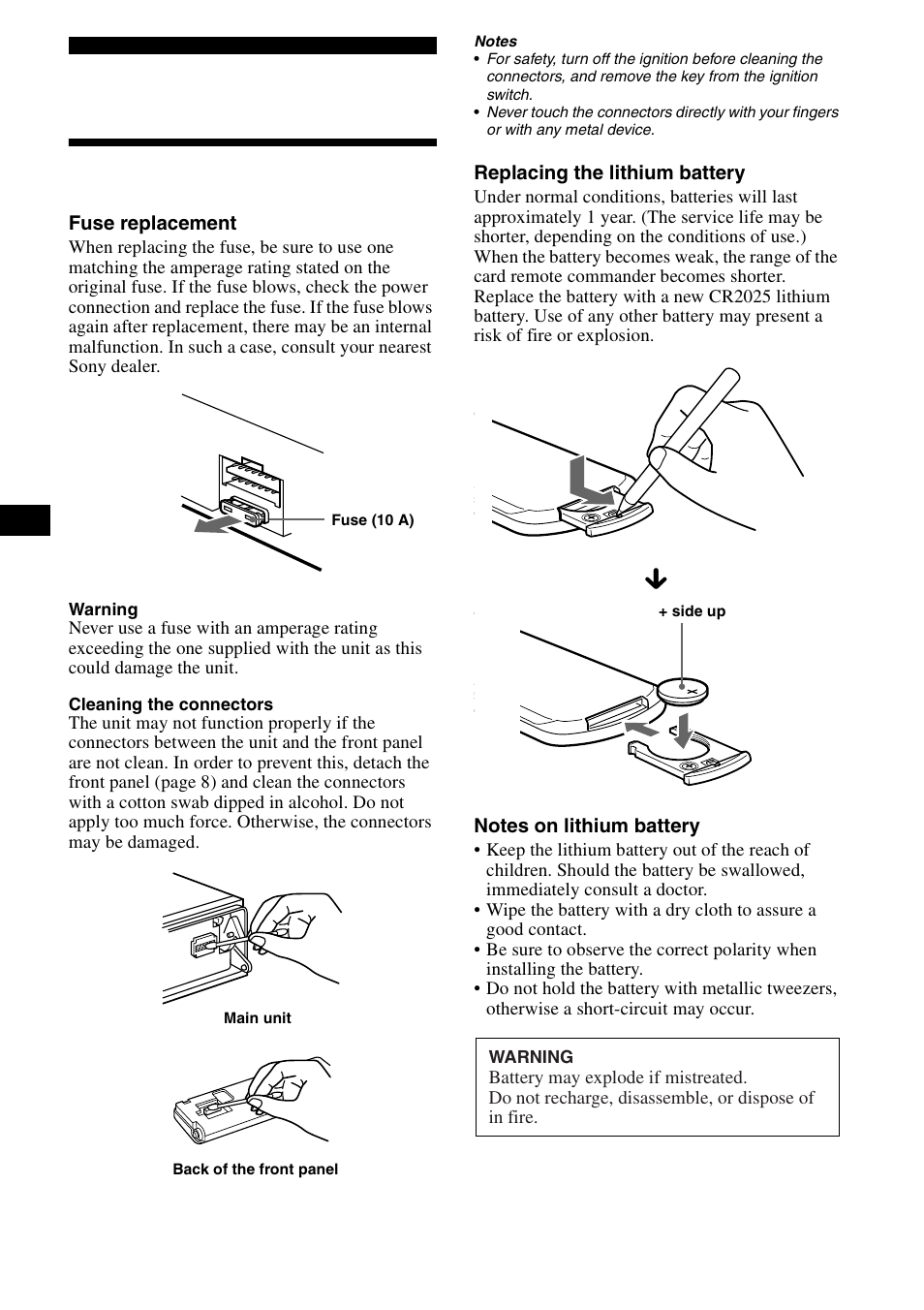 Additional information, Maintenance | Sony CDX-CA890X User Manual | Page 22 / 84