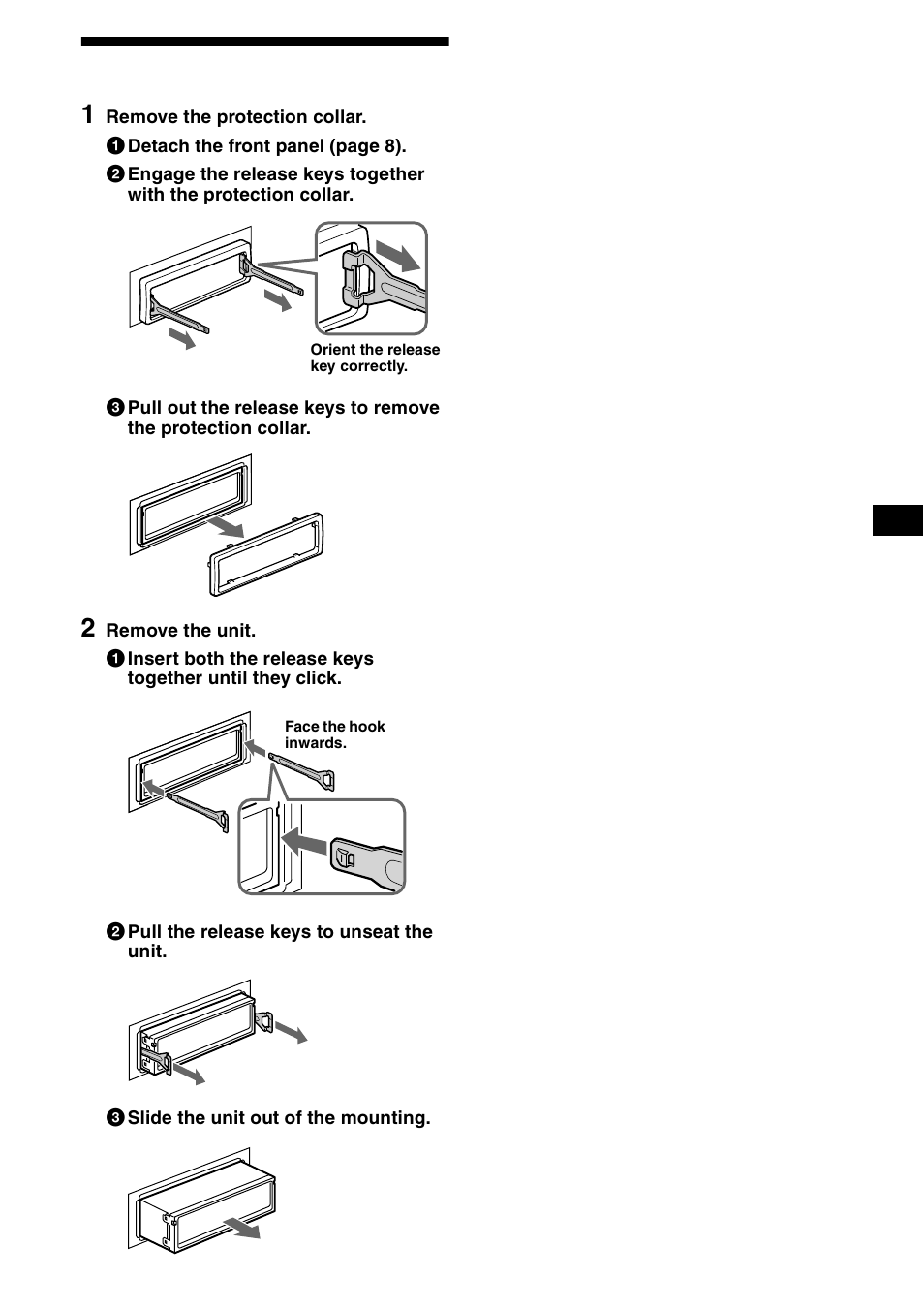 Removing the unit, 23 removing the unit | Sony CDX-CA890X User Manual | Page 23 / 84