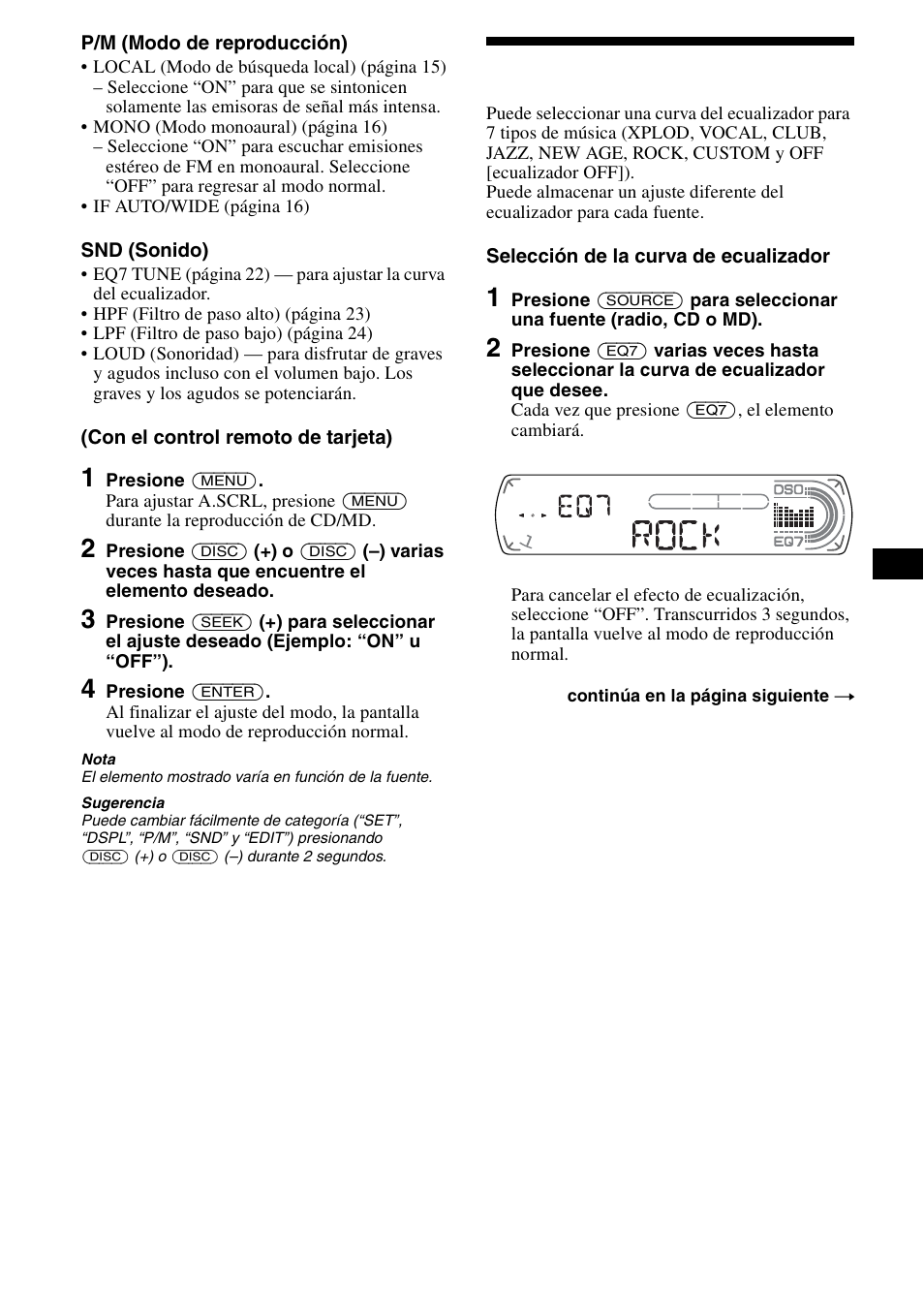 Ajuste del ecualizador (eq7) | Sony CDX-CA890X User Manual | Page 47 / 84