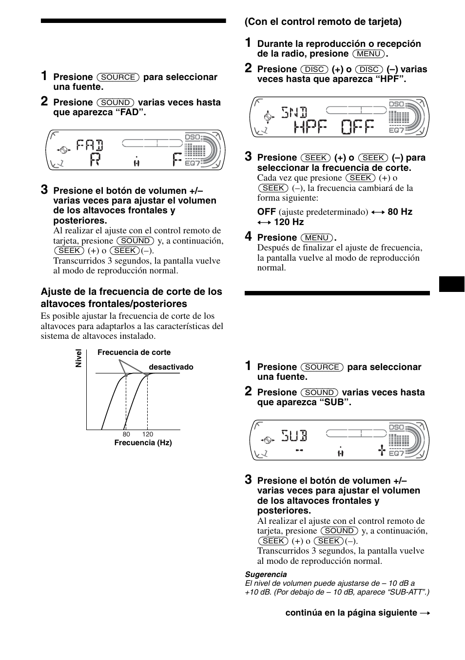 Potenciadores de graves, 23 ajuste del volumen frontal y posterior | Sony CDX-CA890X User Manual | Page 49 / 84