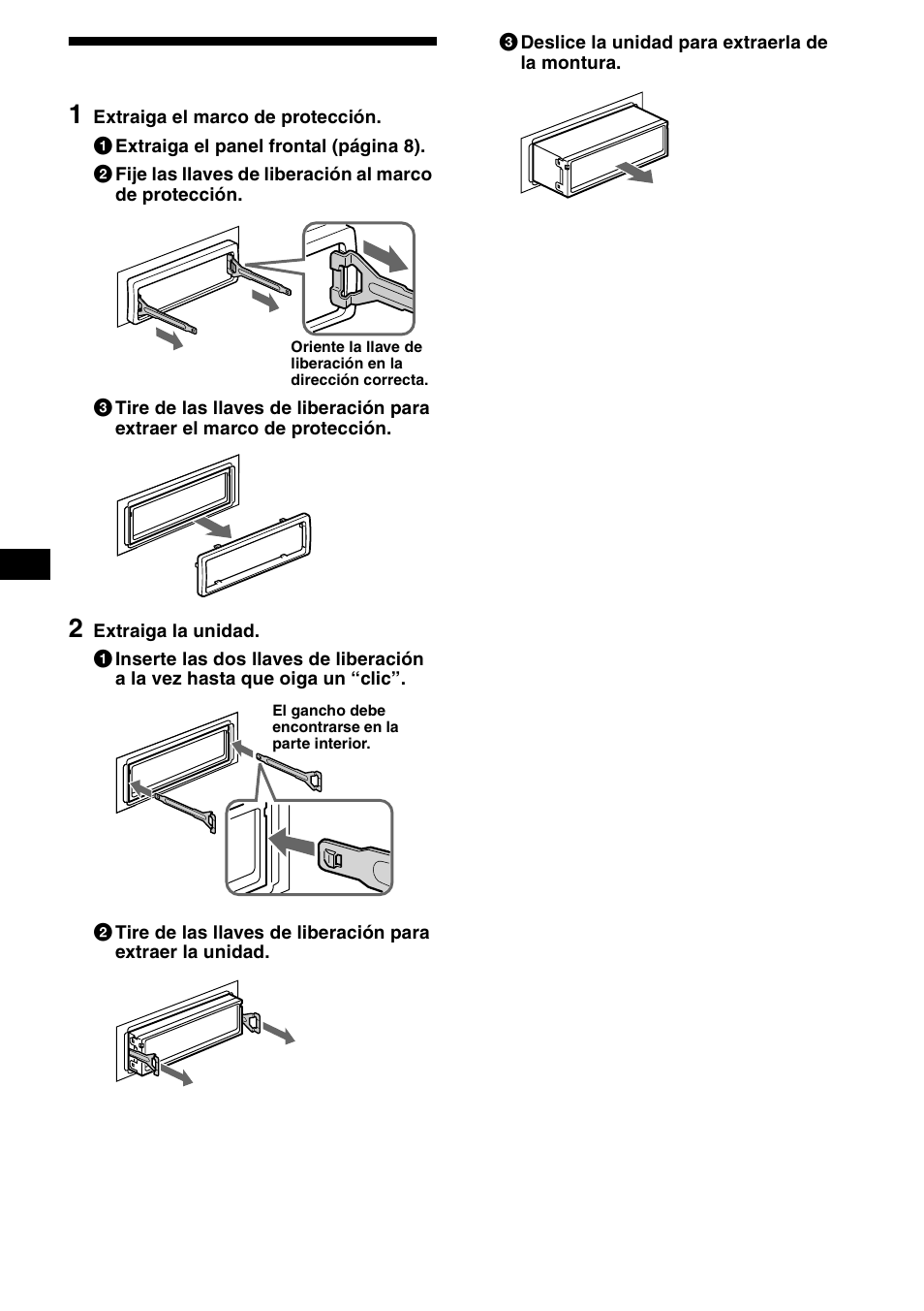 Extracción de la unidad, 26 extracción de la unidad | Sony CDX-CA890X User Manual | Page 52 / 84