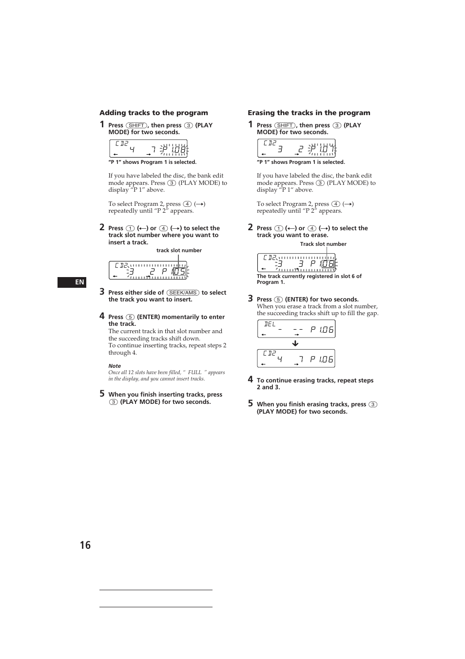 2 p105, 3 p106, 2 p107 | 7 p108, P106, 7 p106 | Sony CDX-C610 User Manual | Page 16 / 24