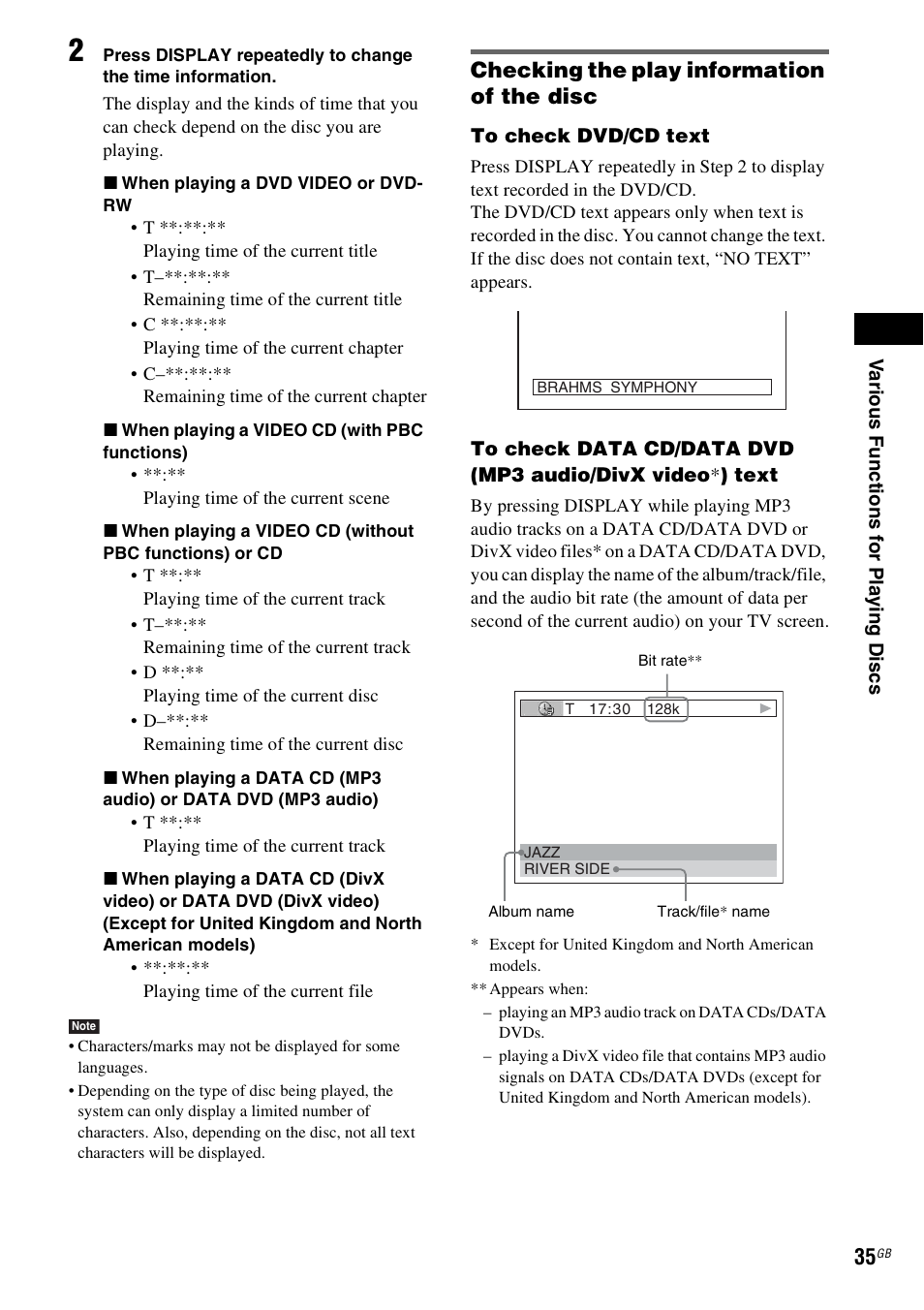 Checking the play information of the disc | Sony 3-283-028-11(1) User Manual | Page 35 / 88