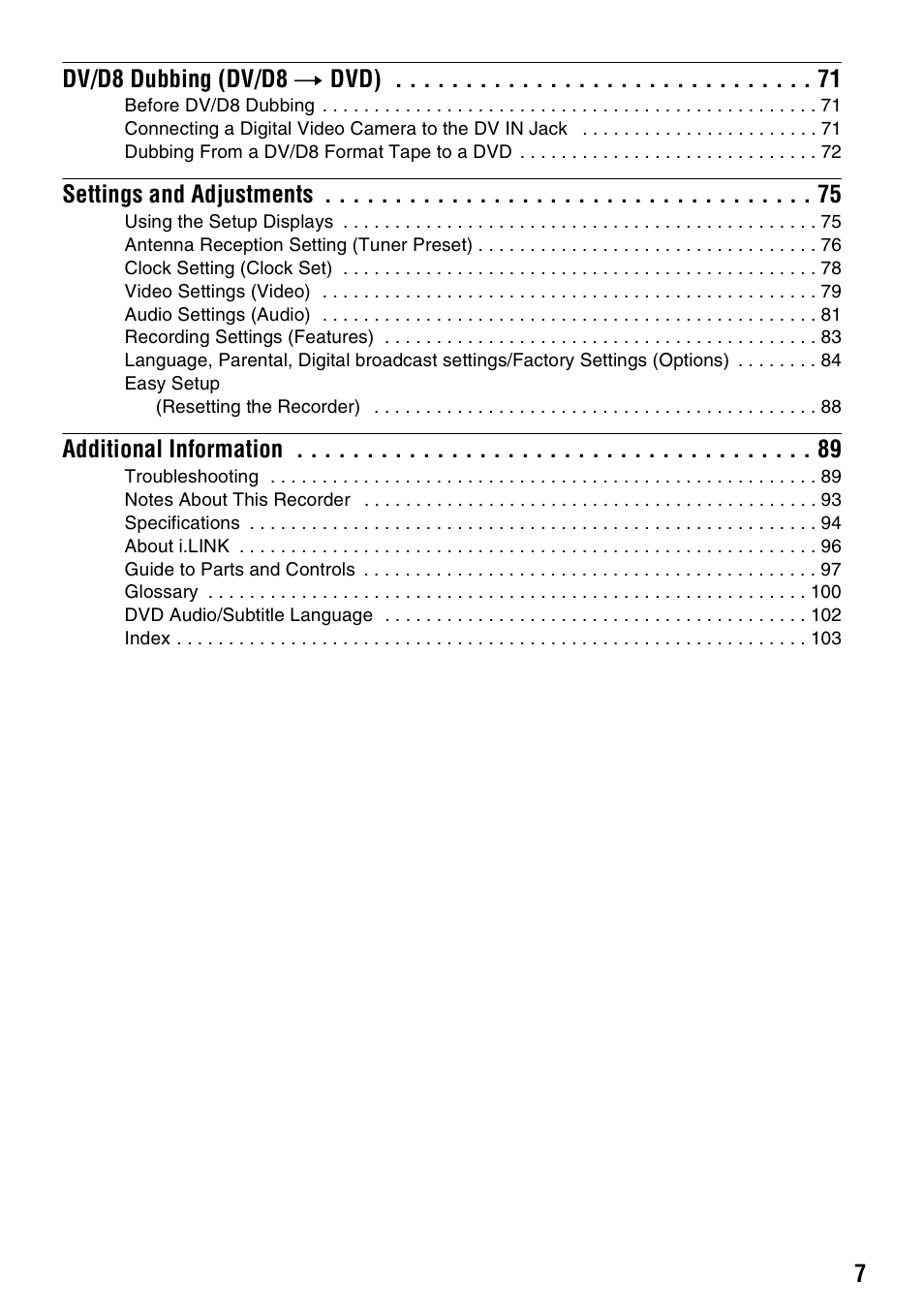 Sony RDR-GXD455 User Manual | Page 7 / 128