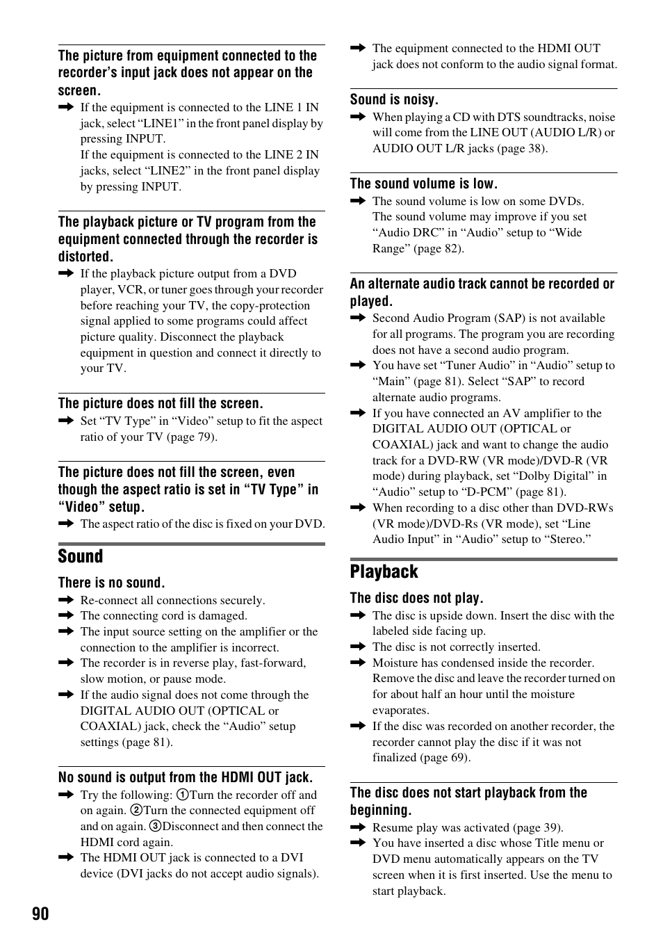 Sound, Playback | Sony RDR-GXD455 User Manual | Page 90 / 128