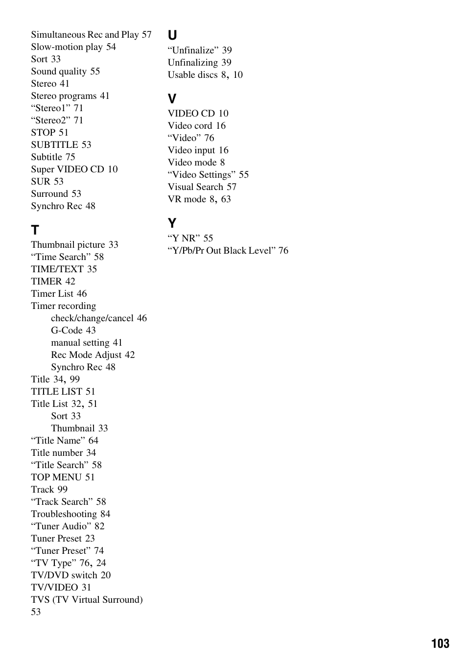 Sony RDR-GX310 User Manual | Page 103 / 104