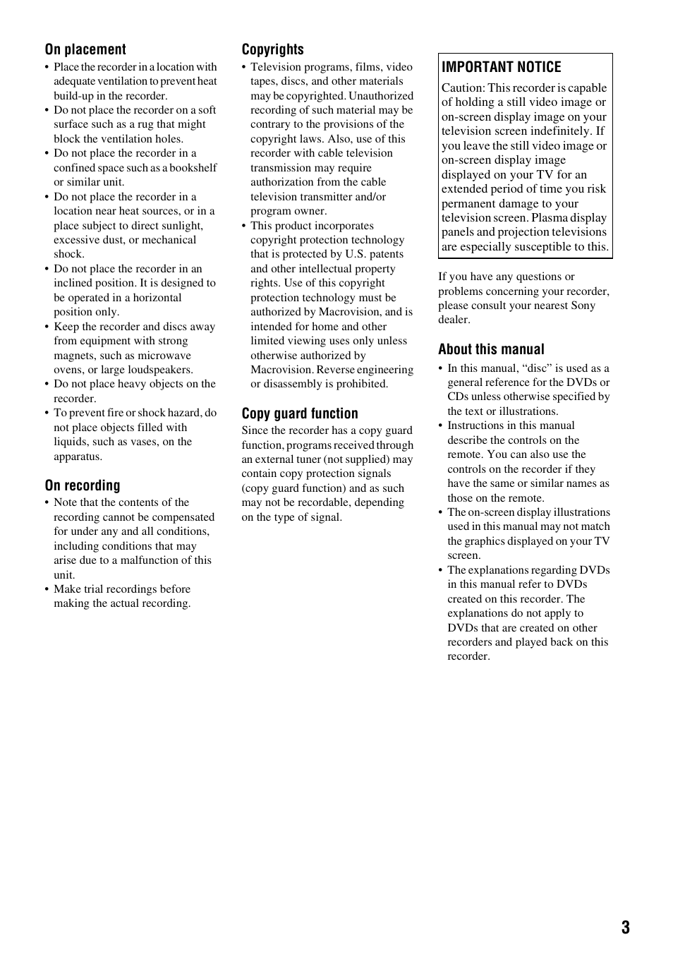 Sony RDR-GX310 User Manual | Page 3 / 104