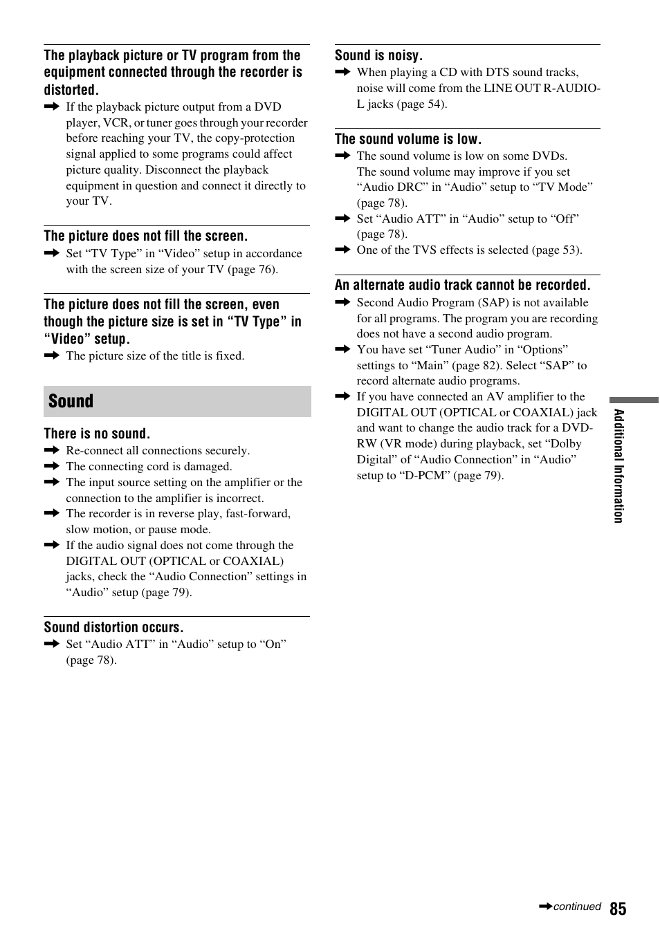 Sound | Sony RDR-GX310 User Manual | Page 85 / 104
