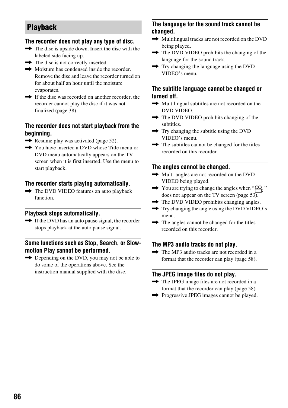 Playback | Sony RDR-GX310 User Manual | Page 86 / 104