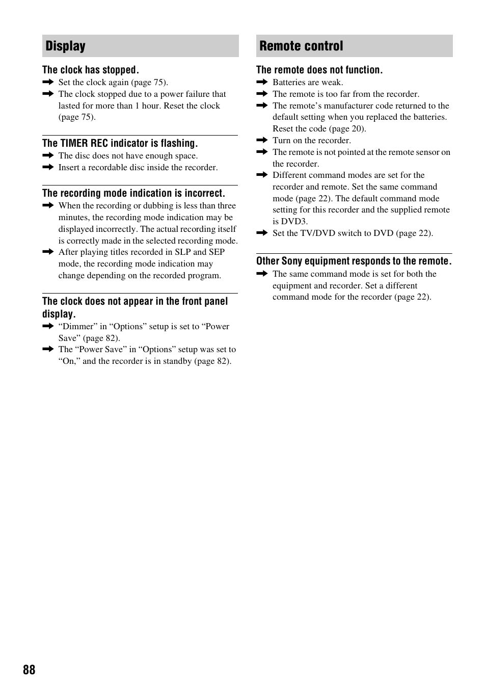 Display remote control | Sony RDR-GX310 User Manual | Page 88 / 104